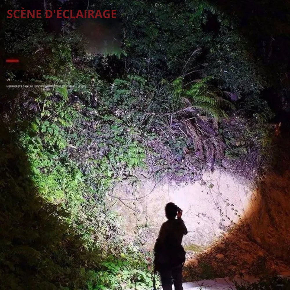 Exemple d’éclairage en pleine nature avec la mini lampe torche LED compacte.